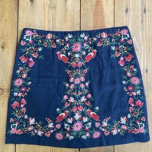 Altar'd State Linen Mini Skirt Birds Embroidered‎
